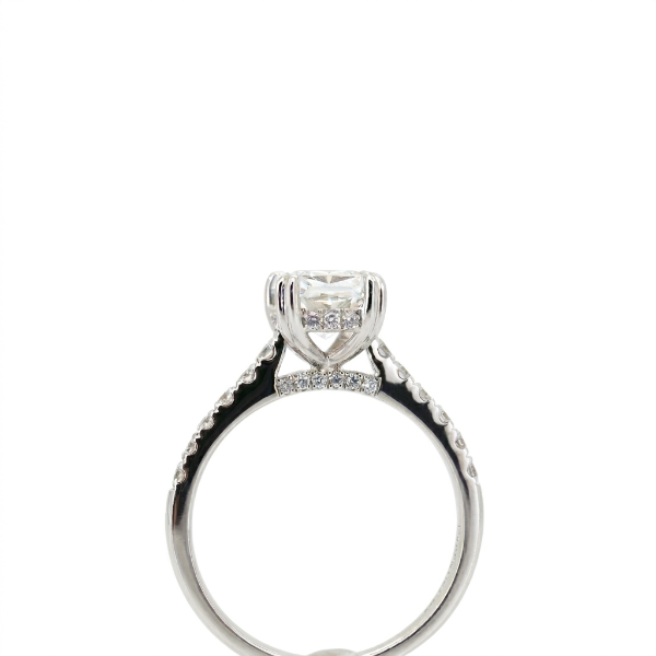 Lab Diamond Collection - 2ct Long Cushion Cut Diamond Ring with Hidden Halo and Side Pave
