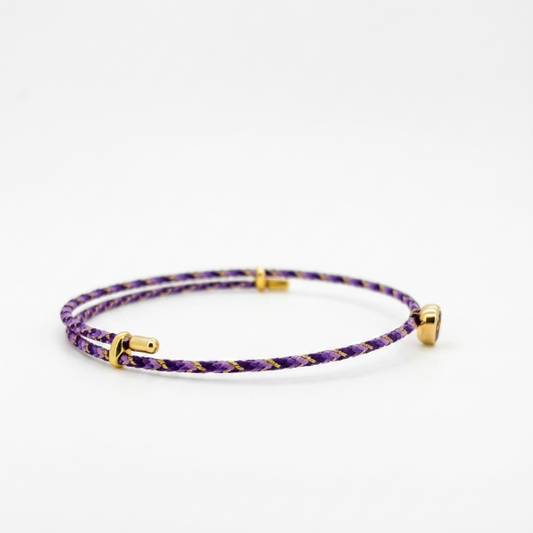 Heart Shape Natural Tourmaline with Purple Threads Bracelet