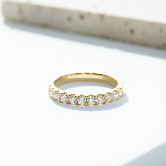 0.50ct Round Diamond Pave Half Eternity Band / 50分微鑲鑽石線戒