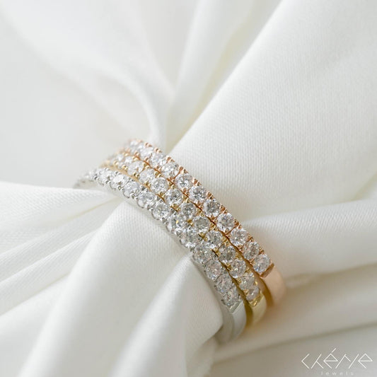 0.25ct Round Diamond Pave Half Eternity Band / 25分半圍石鑽石線戒