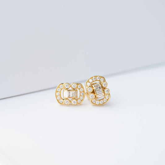 Art Deco Baguette Diamond Stud Earrings