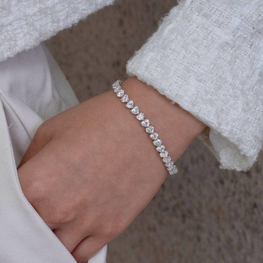 Lab Diamond Collection - Heart Shape Diamond Tennis Bracelet