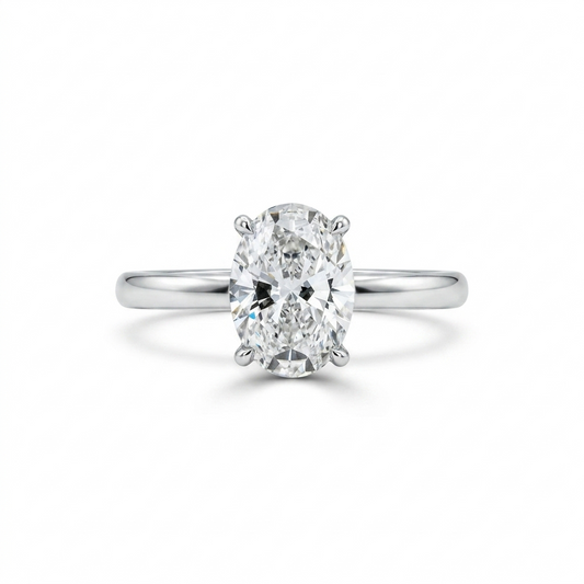 Lab Diamond Collection - 1.5ct Oval Cut Diamond Ring with Hidden Halo