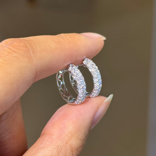 Pave Setting Diamond Hoop Earrings