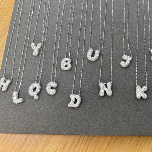 Bubble Initial Diamond Necklace 字母頸鏈 - Letter A - Z