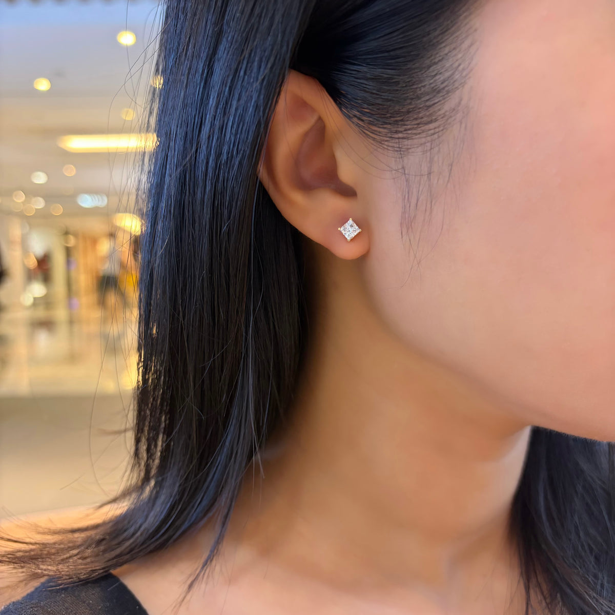 Lab Diamond Collection - 1ct Princess Cut Solitaire Earrings