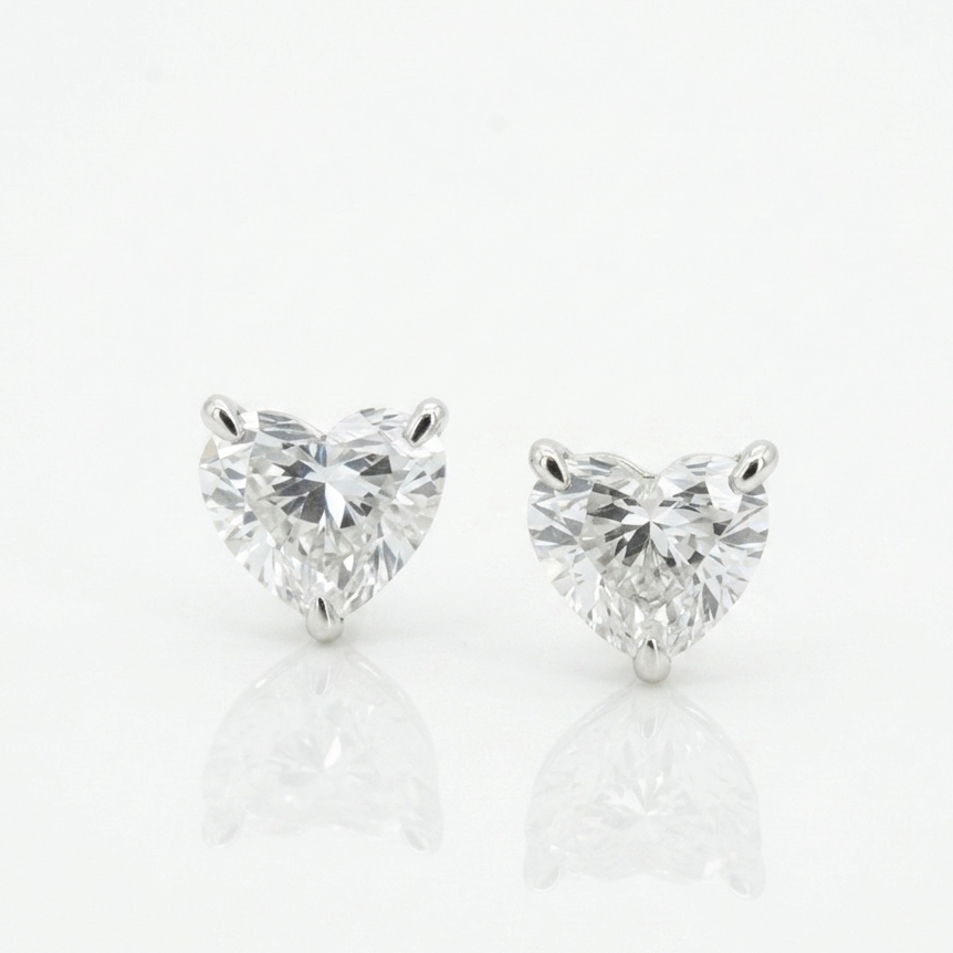Lab Diamond Collection - 1ct Solitaire Heart Shape Earrings