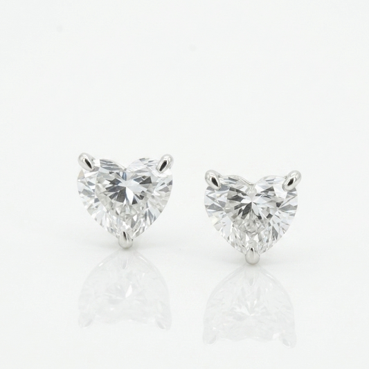 Lab Diamond Collection - 1ct Solitaire Heart Shape Earrings