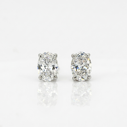 Lab Diamond Collection - 1ct Oval Shape Solitaire Diamond Earrings