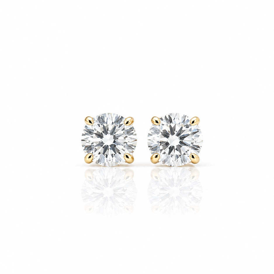 Lab Diamond Collection - 1ct Four Prong Setting Round Solitaire Earrings