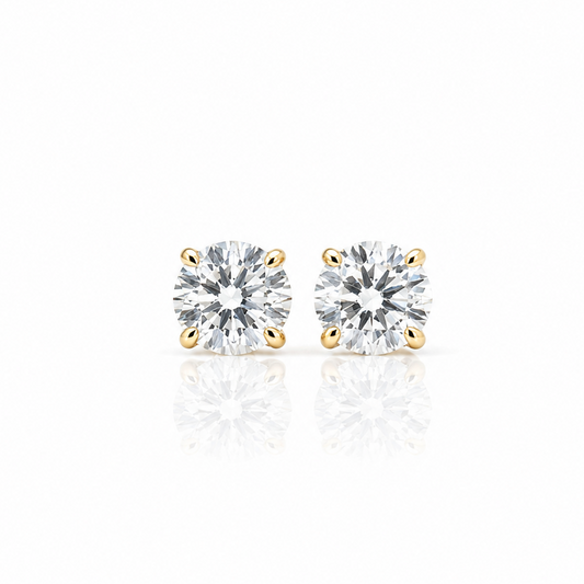Lab Diamond Collection - 1ct Four Prong Setting Round Solitaire Earrings