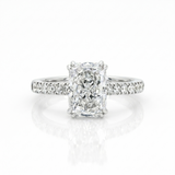 2ct Long Cushion Cut Diamond Ring with Hidden Halo and Side Pave
