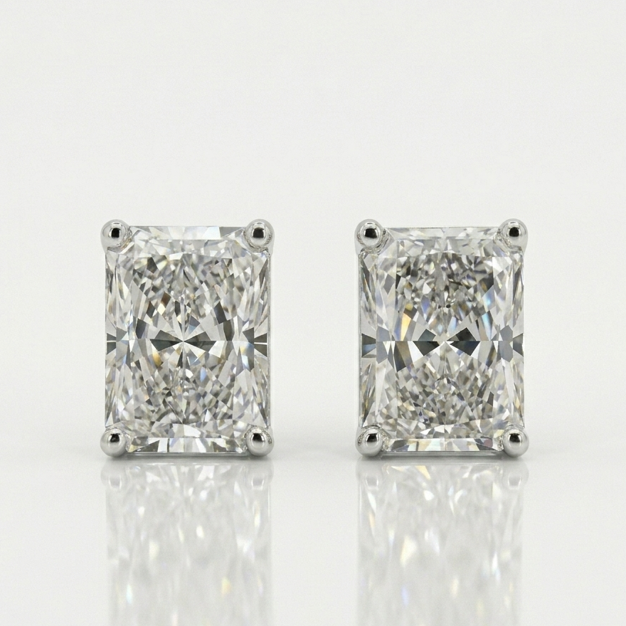 Lab Diamond Collection - 2ct Solitaire Radiant Cut Diamond Earrings
