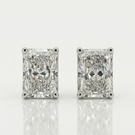 Lab Diamond Collection - 2ct Solitaire Radiant Cut Diamond Earrings