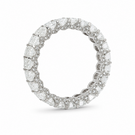 Lab Diamond Collection - 360 U Setting Emerald Cut Full Eternity Band with Pave Edge Ring
