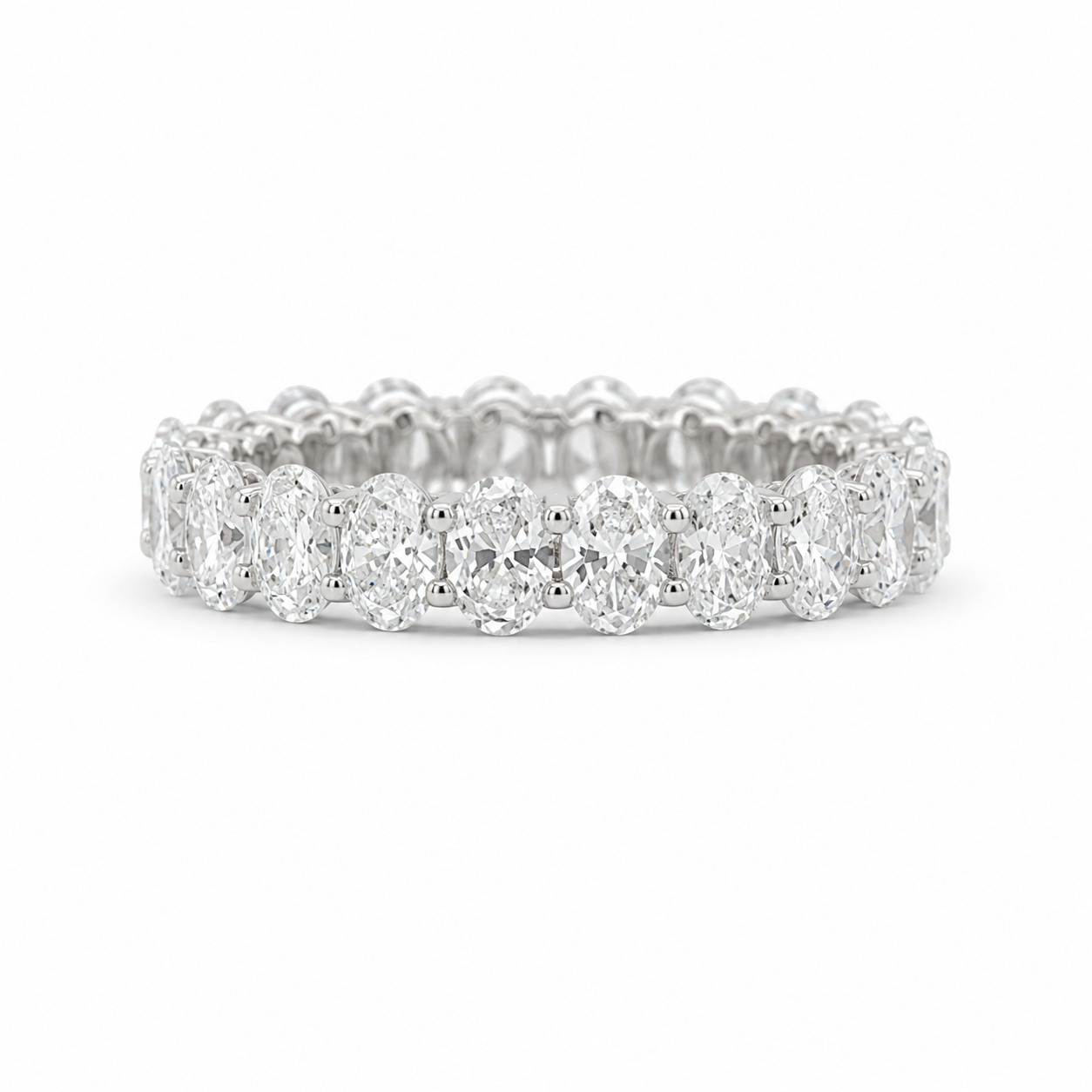 Lab Diamond Collection - 360 U Setting Oval Cut Full Eternity Band with Pave Edge Ring