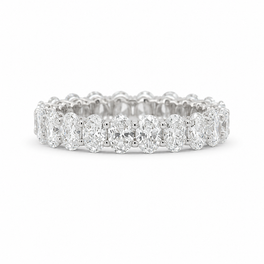 Lab Diamond Collection - 360 U Setting Oval Cut Full Eternity Band with Pave Edge Ring