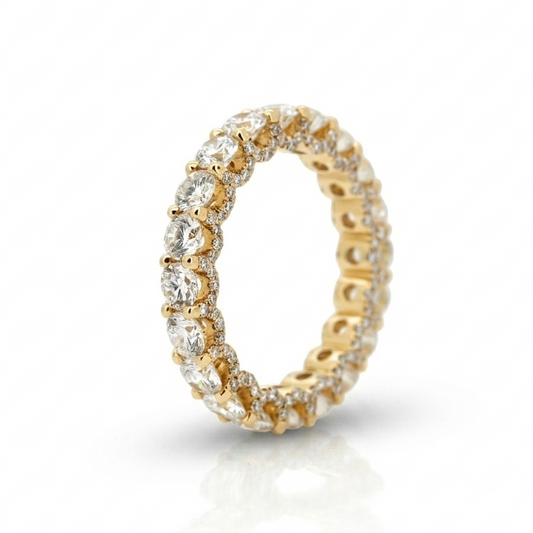 Lab Diamond Collection - 360 U Setting Round Cut Full Eternity Band with Pave Edge Ring
