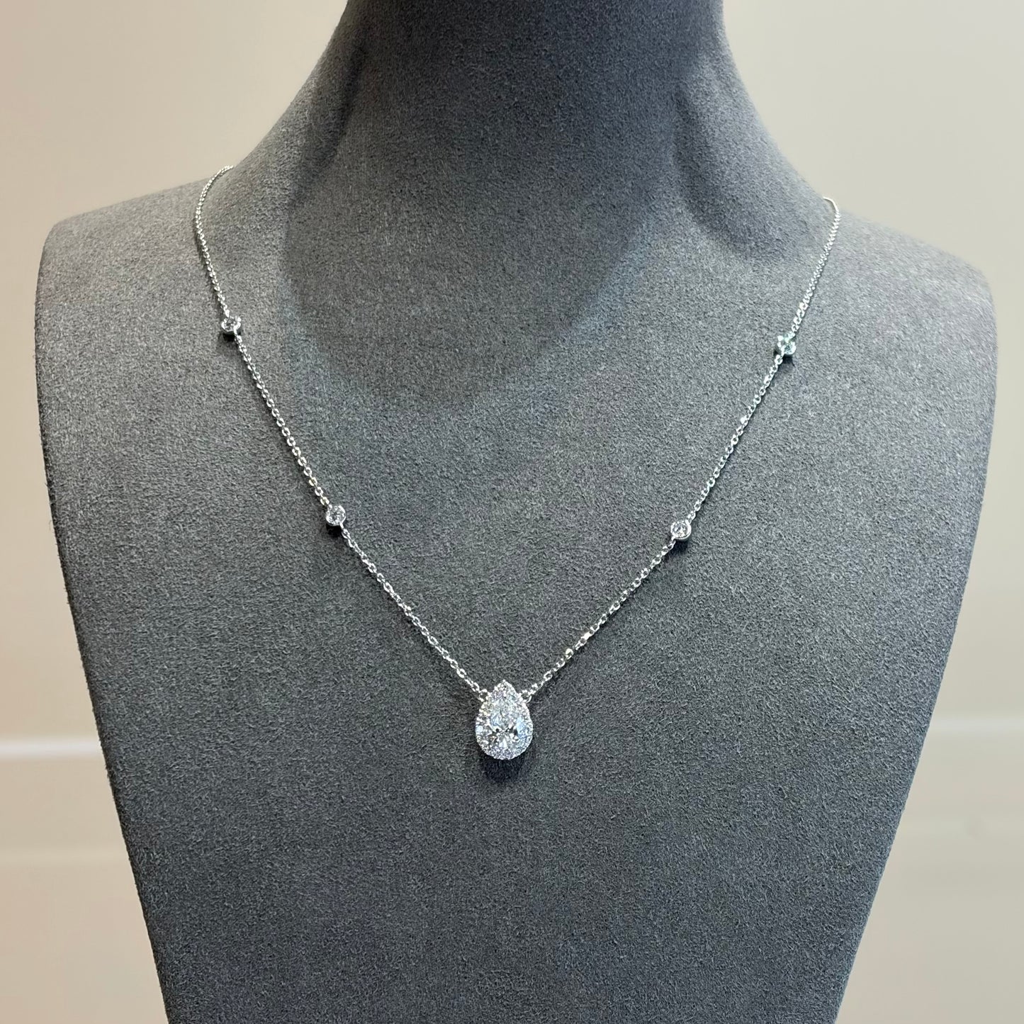 Lab Diamond Collection - Pear Shape Halo Necklace