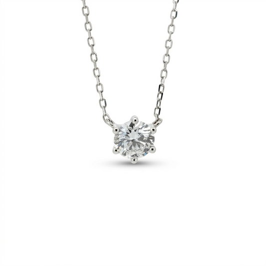Lab Diamond Collection - 0.50ct Round Diamond Six Prong Setting Solitaire Necklace