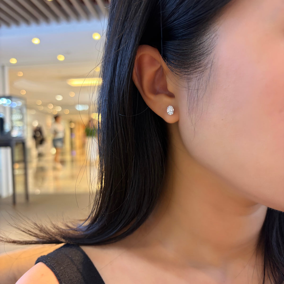 Lab Diamond Collection - 1ct Oval Shape Solitaire Diamond Earrings 1卡橢圓形培育鑽石耳環