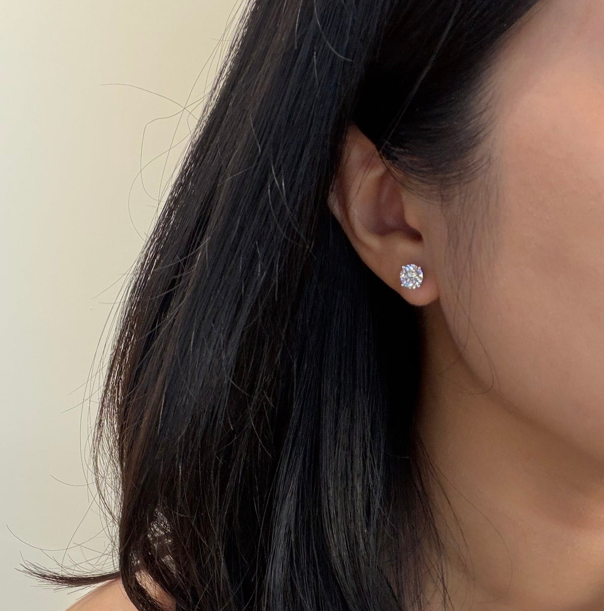 Lab Diamond Collection - 2ct Four Prong Setting Round Solitaire Earrings 2卡四爪鑲圓鑽培育鑽石耳環