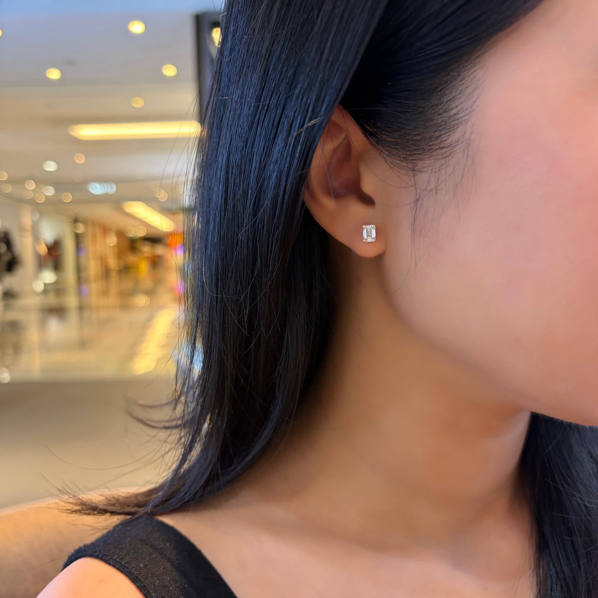 Lab Diamond Collection - 1ct Solitaire Emerald Cut Earrings