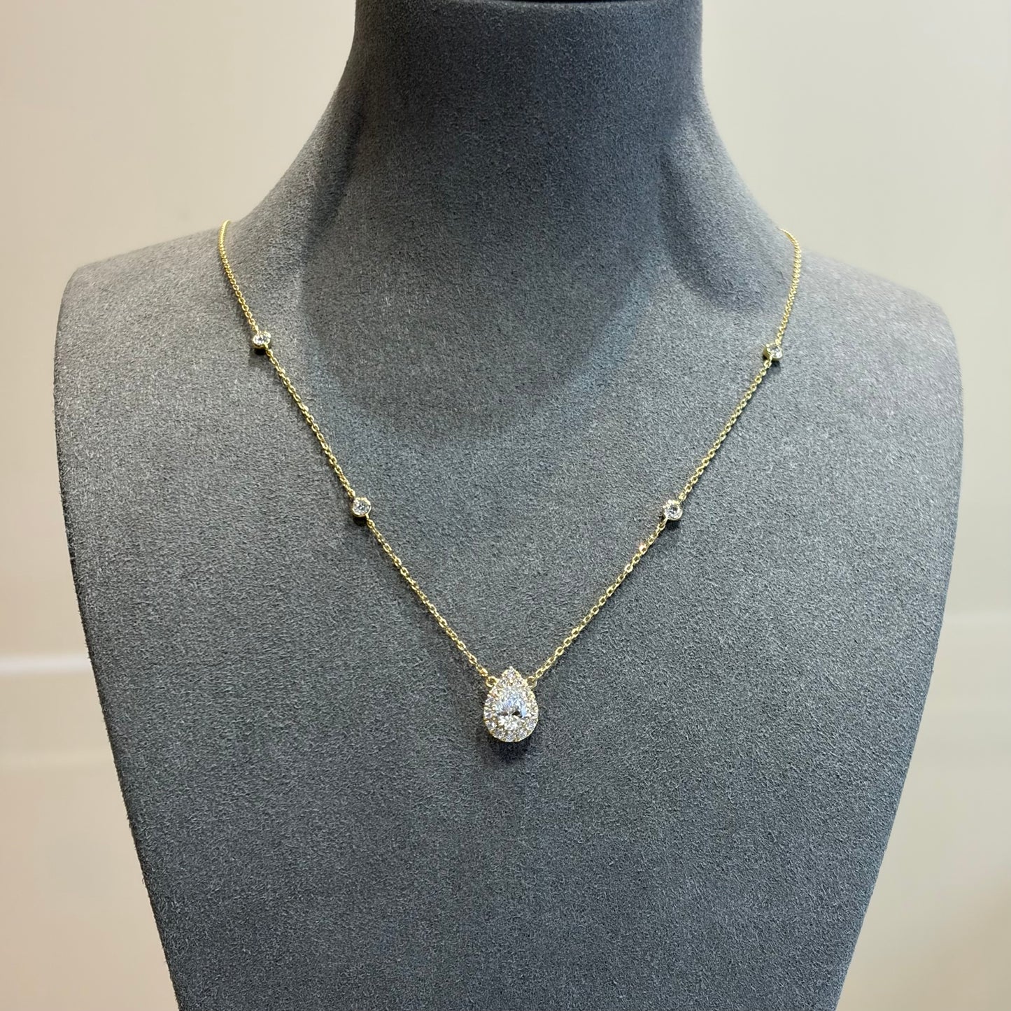 Lab Diamond Collection - Pear Shape Halo Necklace