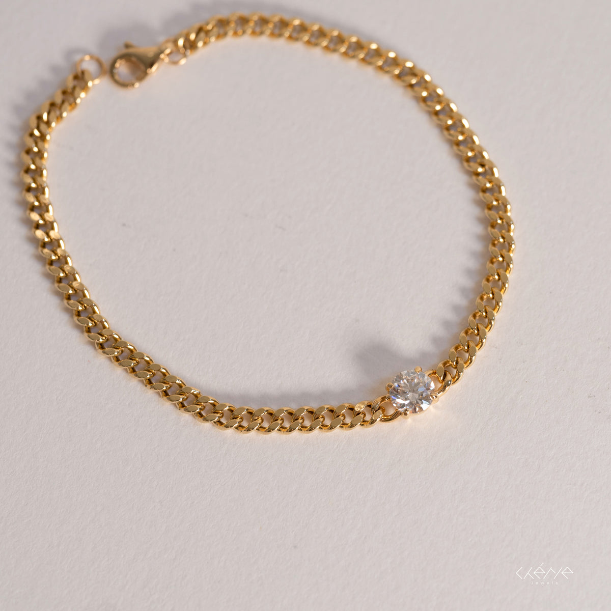 Lab Diamond Collection - Cuban Chain Bracelet with Round Diamond