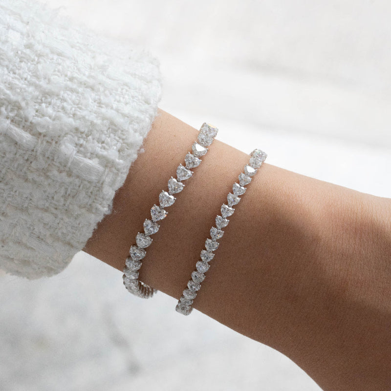 Lab Diamond Collection - Heart Shape Diamond Tennis Bracelet