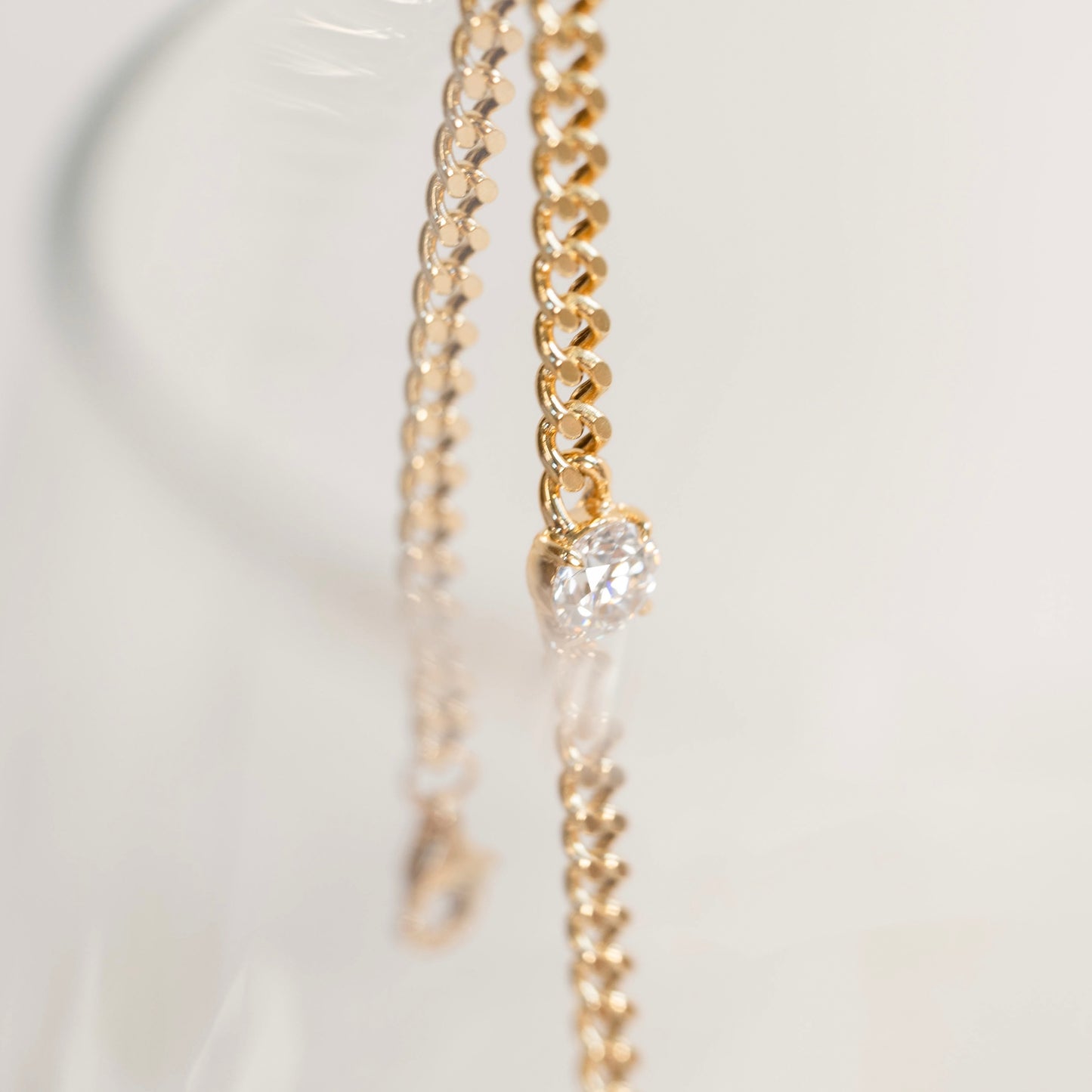 Lab Diamond Collection - Cuban Chain Bracelet with Round Diamond