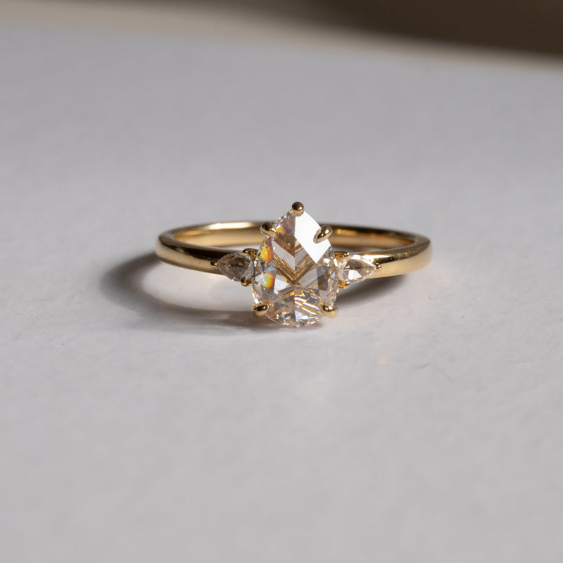 Lab Diamond Collection - Pear Shape Rose Cut Diamond Ring