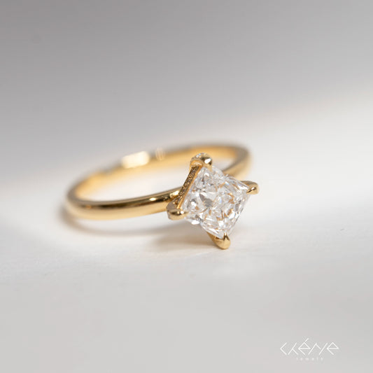 Lab Diamond Collection - 1ct Princess Cut with Hidden Halo and Pave Prong Ring