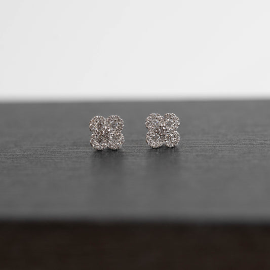Mini Clover Diamond Stud Earrings