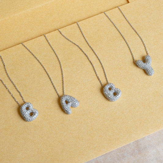 {LIMITED OFFFER 20% off } Bubble Initial Diamond Necklace 字母頸鏈 - Letter A - Z