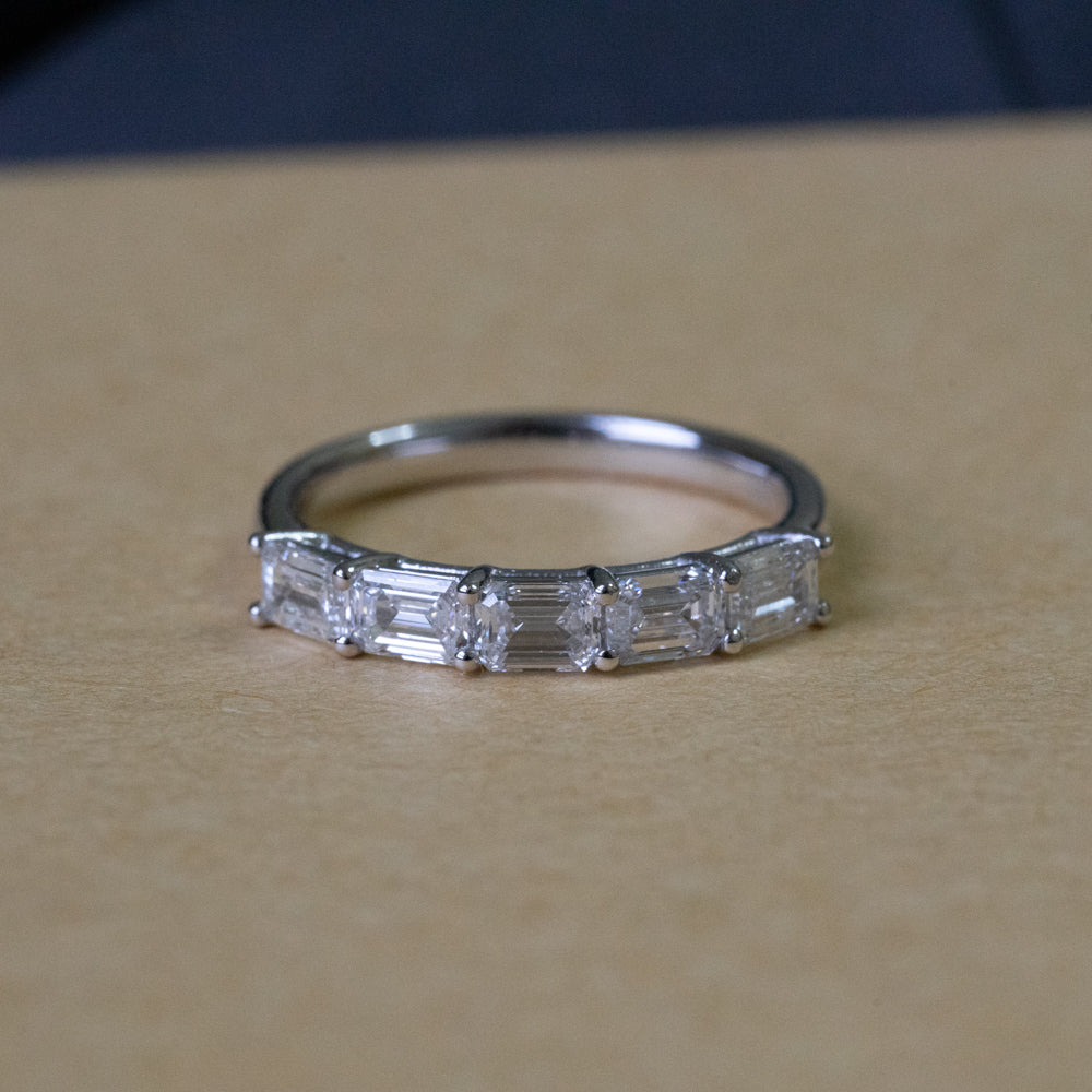 Lab Diamond Collection - East West Emerald Eternity Band