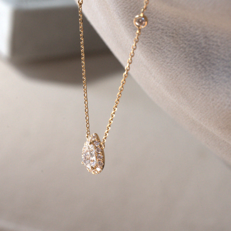 Lab Diamond Collection - Pear Shape Halo Necklace