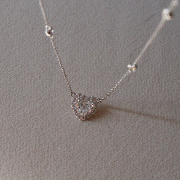 Lab Diamond Collection - Heart Shape Halo Necklace