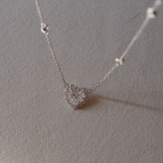 Lab Diamond Collection - Heart Shape Halo Necklace