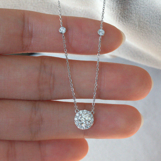Lab Diamond Collection - Round Shape Halo Necklace