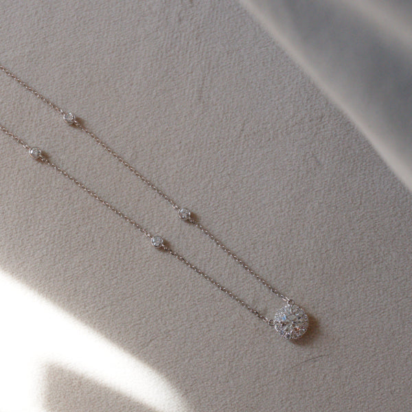 Lab Diamond Collection - Round Shape Halo Necklace