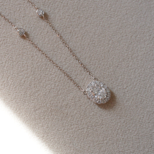 Lab Diamond Collection - Oval Shape Halo Necklace