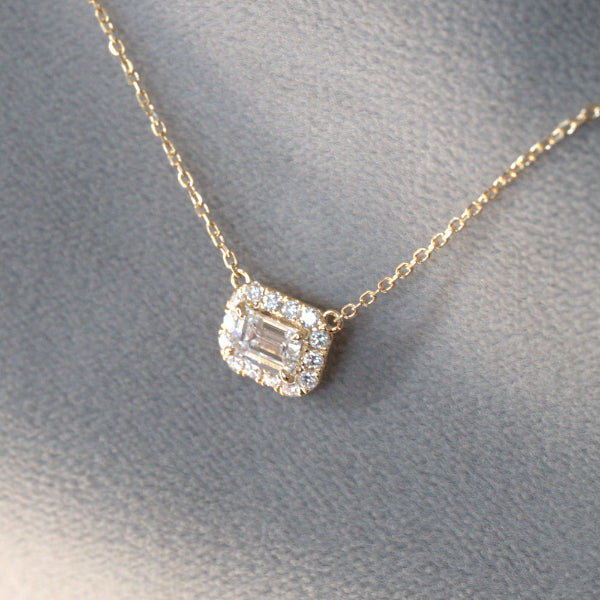 Lab Diamond Collection - Emerald Cut Halo Necklace