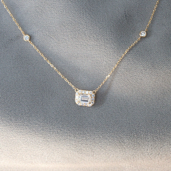 Lab Diamond Collection - Emerald Cut Halo Necklace