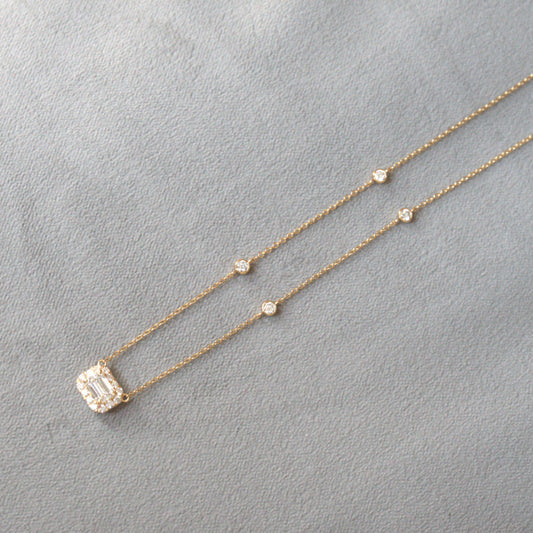 Lab Diamond Collection - Emerald Cut Halo Necklace