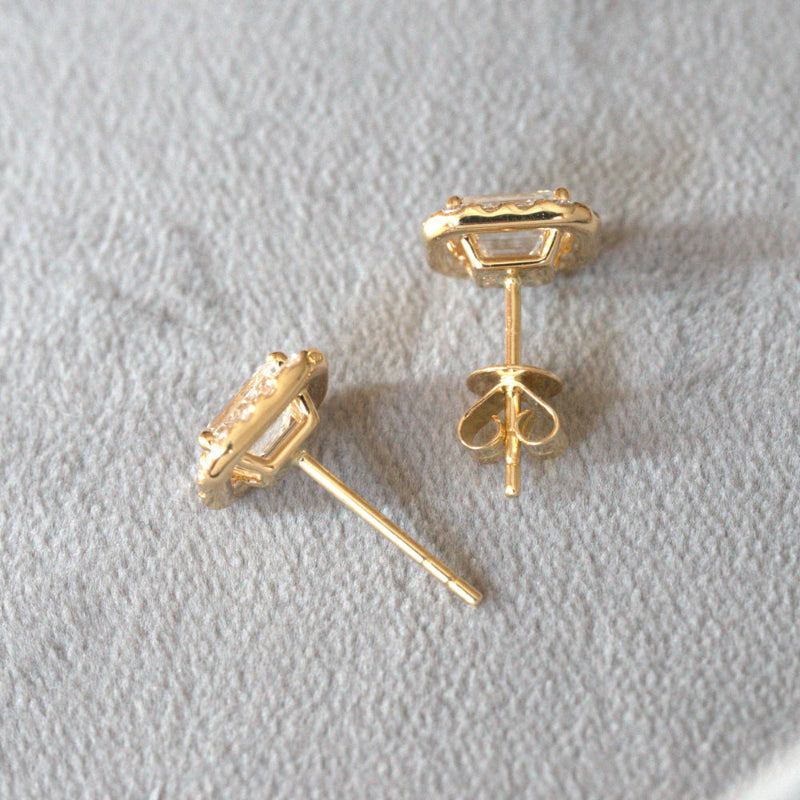 Lab Diamond Collection - Emerald Cut Halo Earrings