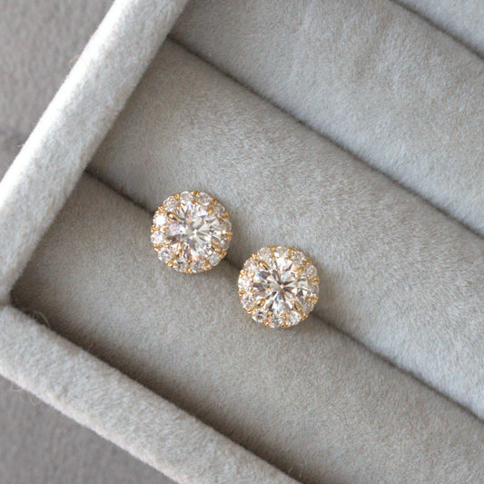 Lab Diamond Collection - Round Shape Halo Earrings