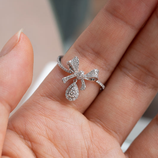 Ribbon Diamond Drop Ring