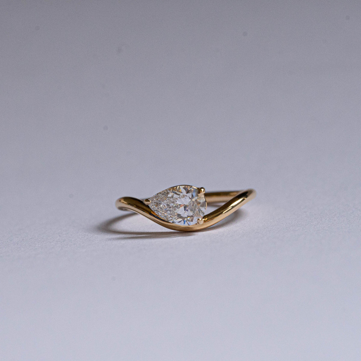 Lab Diamond Collection - 0.50ct Pear Cut Diamond Wavy Pinky Ring