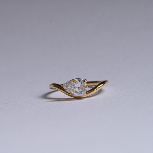 Lab Diamond Collection - 0.50ct Pear Cut Diamond Wavy Pinky Ring